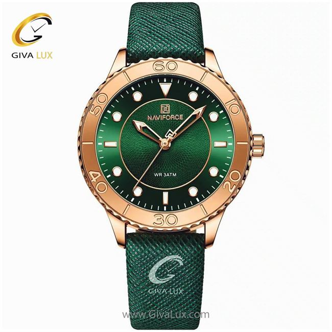 ساعت مچی اورجینال زنانه ناوی فورس|Naviforce|نوی فورس|نیوی فورس رزگلد | سبز| سبز| کد رفرنس NF5020